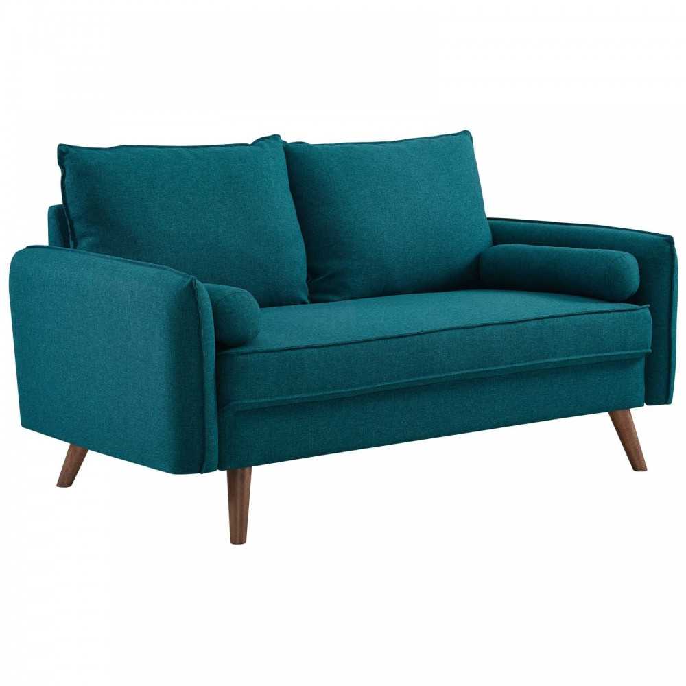 Revive Upholstered Fabric Sofa and Loveseat Set, Teal