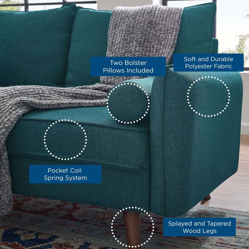 Revive Upholstered Fabric Sofa and Loveseat Set, Teal