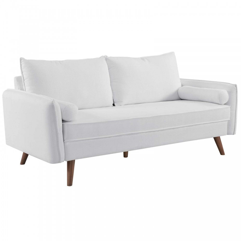 Revive Upholstered Fabric Sofa and Loveseat Set, White
