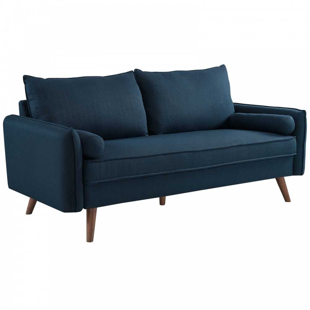 Revive Upholstered Fabric Sofa and Loveseat Set, Azure