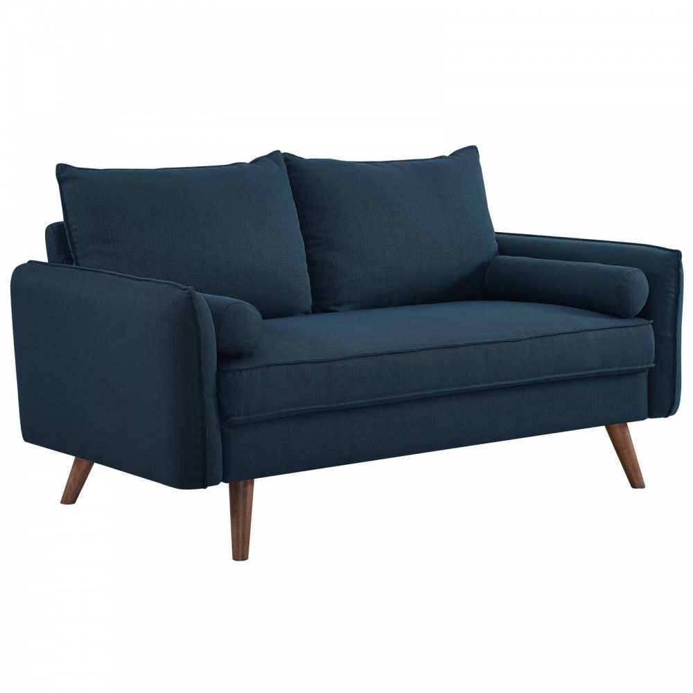 Revive Upholstered Fabric Sofa and Loveseat Set, Azure
