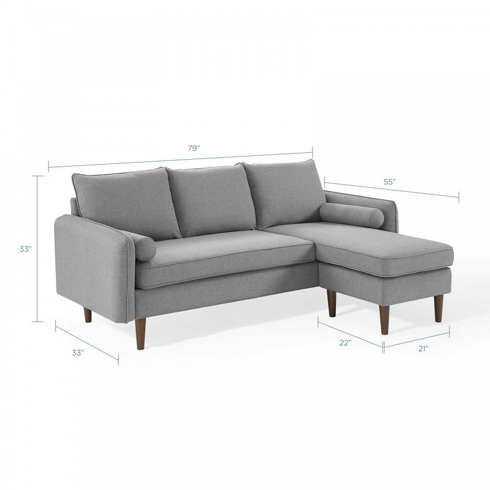 Revive Upholstered Right or Left Sectional Sofa, Light Gray