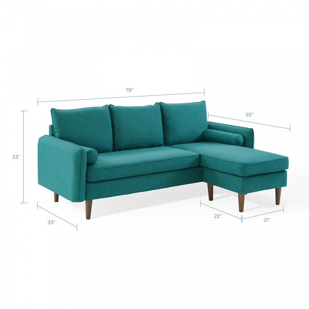 Revive Upholstered Right or Left Sectional Sofa, Teal