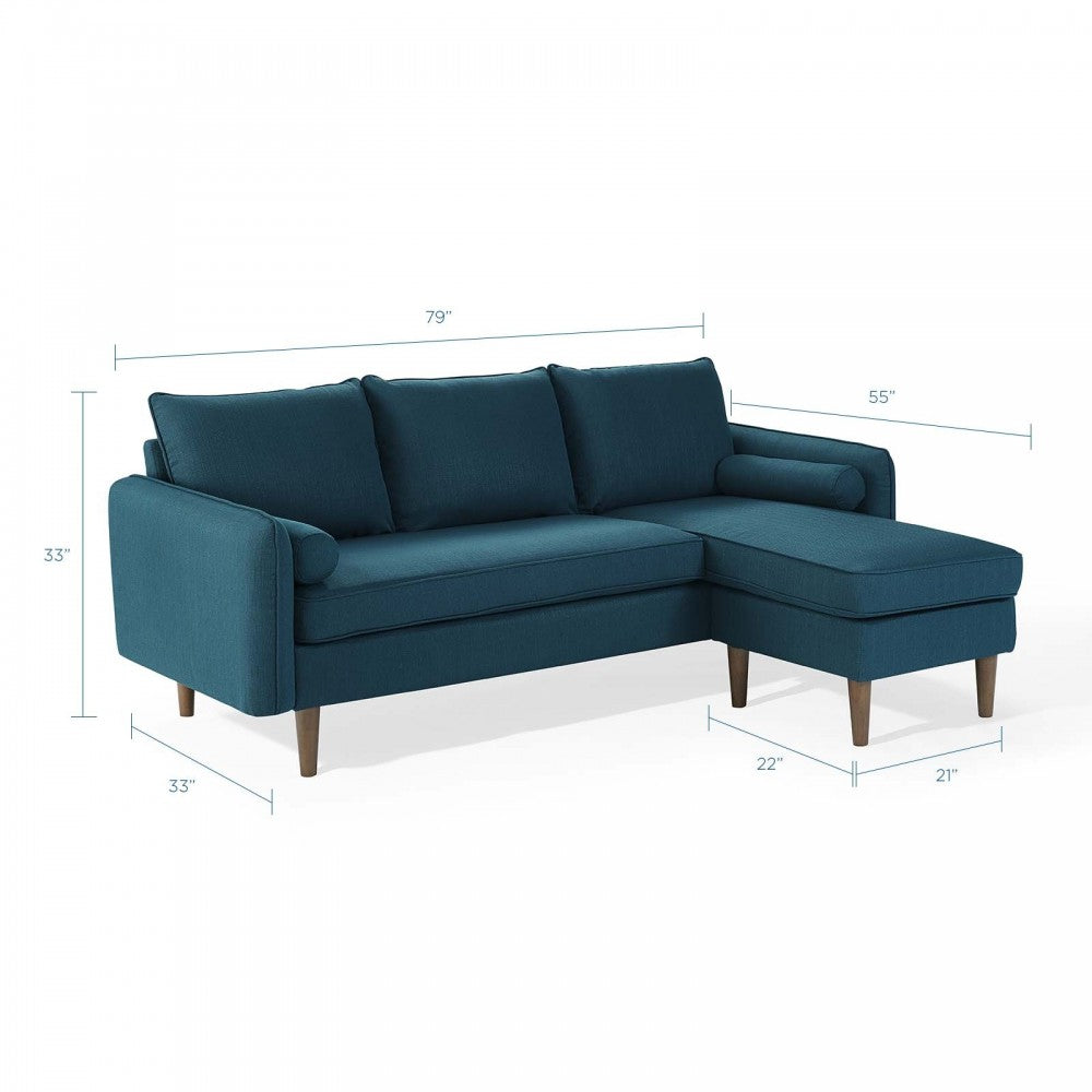 Revive Upholstered Right or Left Sectional Sofa, Azure