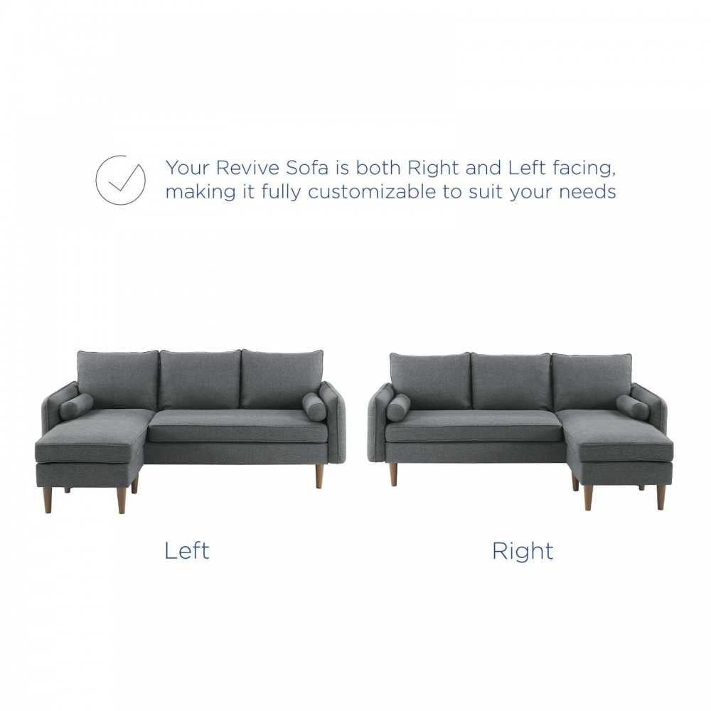 Revive Upholstered Right or Left Sectional Sofa, Gray