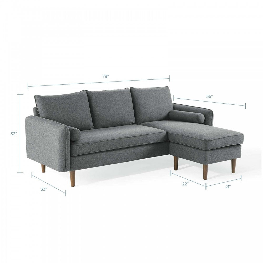 Revive Upholstered Right or Left Sectional Sofa, Gray