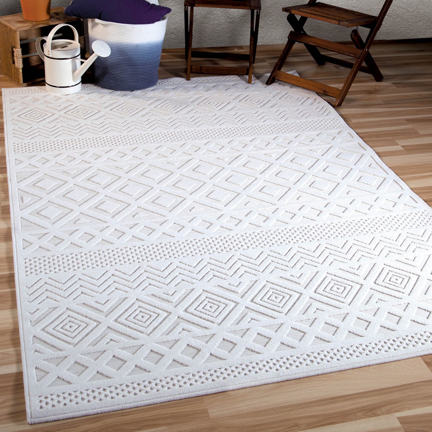 Orian Boucle' Coastal Diamond Natural 93"X130"