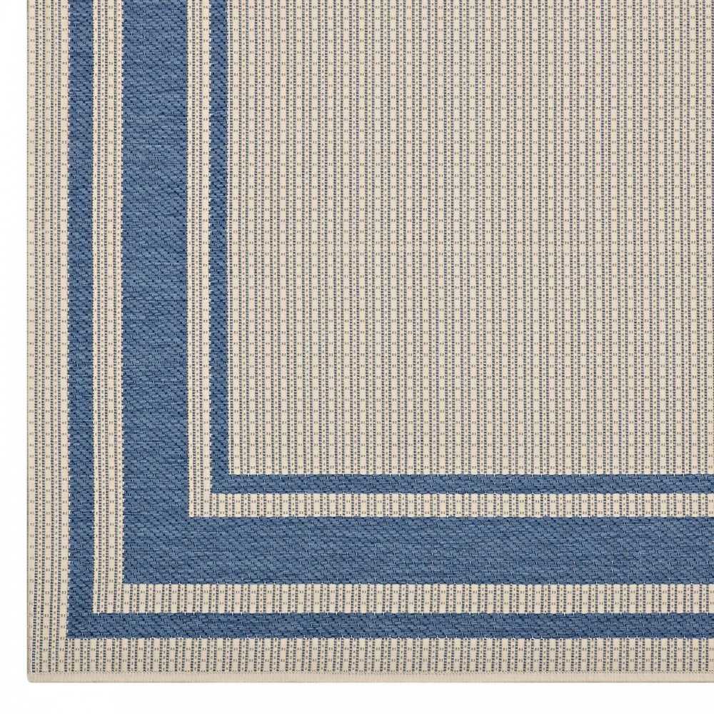 Rim Solid Border 4x6 Indoor and Outdoor Area Rug, Blue and Beige