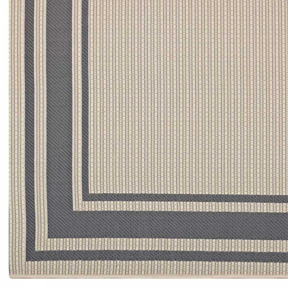 Rim Solid Border 4x6 Indoor and Outdoor Area Rug, Gray and Beige