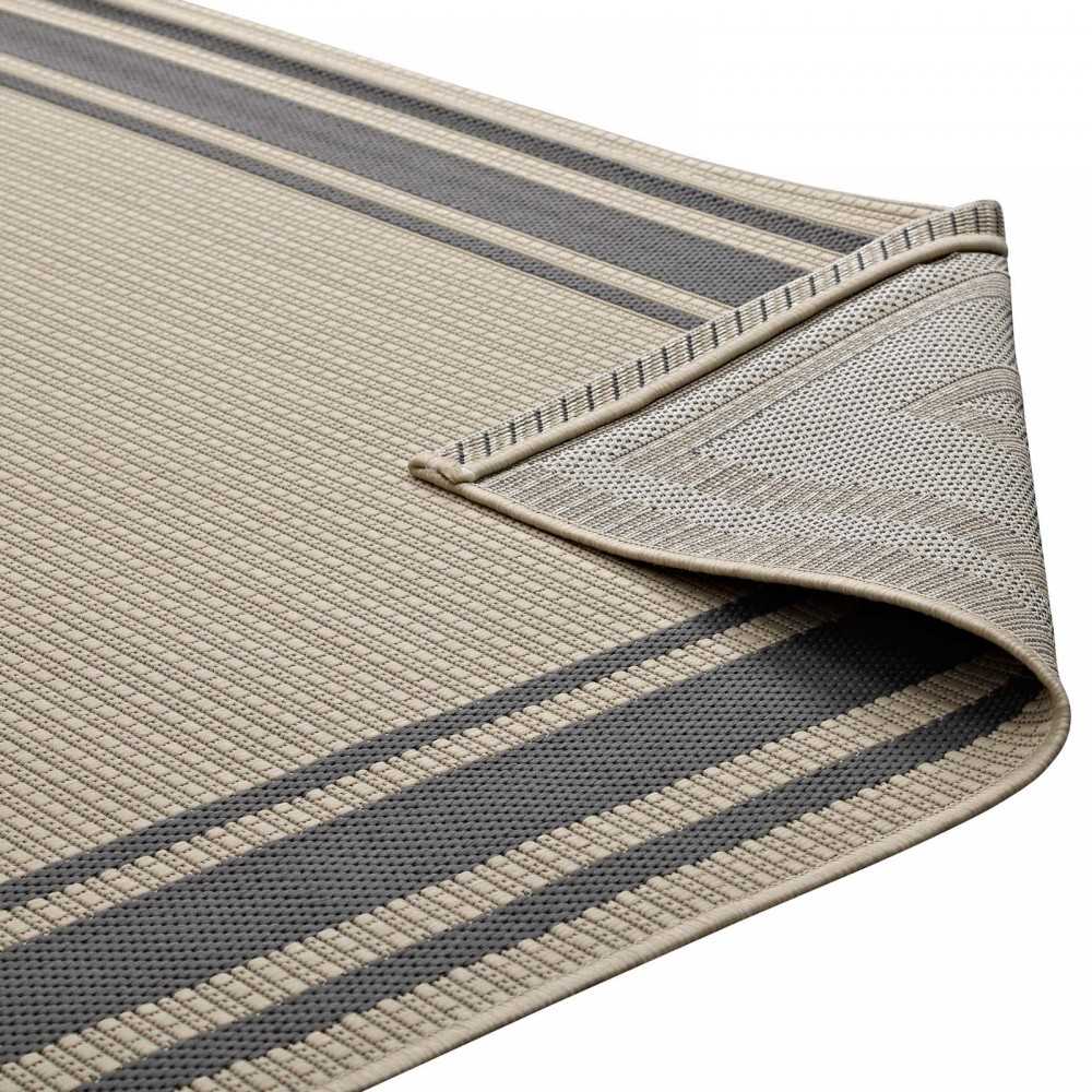 Rim Solid Border 4x6 Indoor and Outdoor Area Rug, Gray and Beige