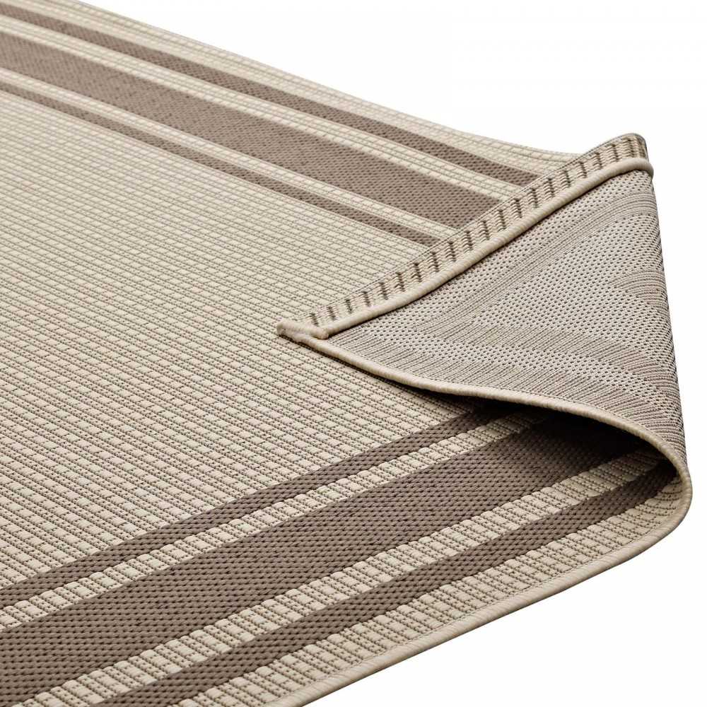 Rim Solid Border 8x10 Indoor and Outdoor Area Rug, Light and Dark Beige