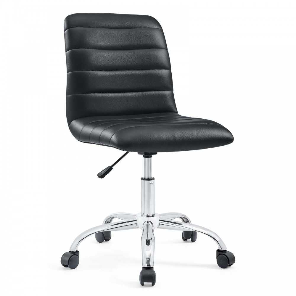 Ripple Armless Mid Back Vinyl Office Chair, Black
