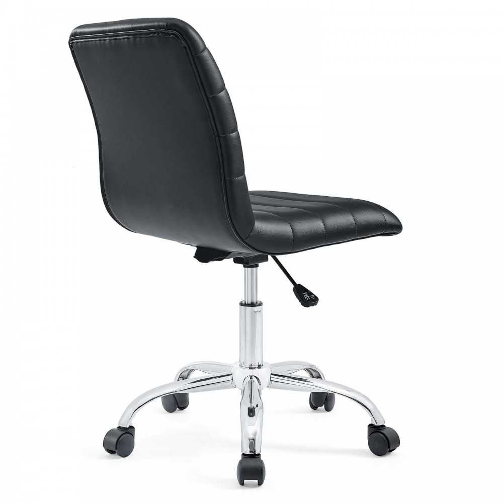 Ripple Armless Mid Back Vinyl Office Chair, Black