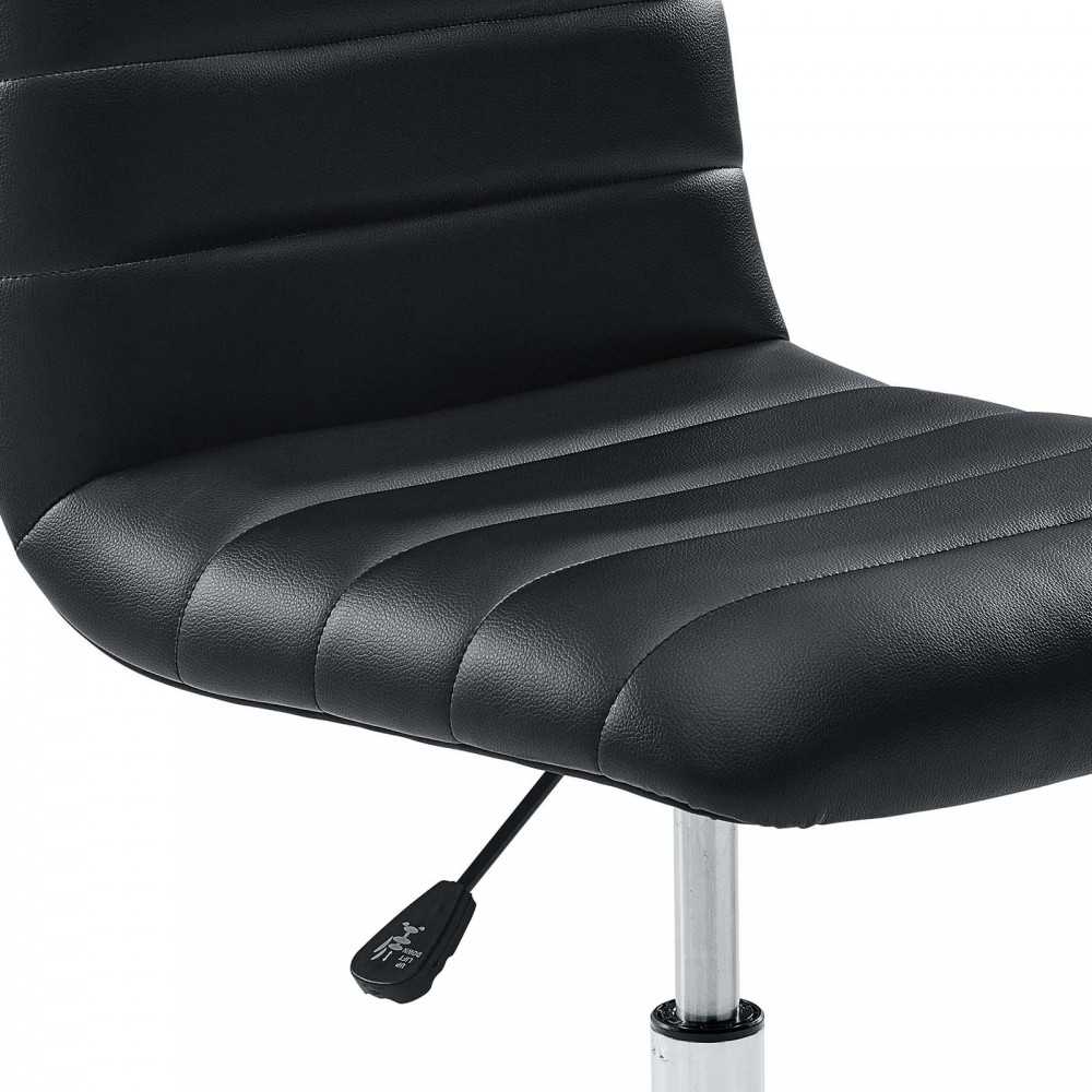 Ripple Armless Mid Back Vinyl Office Chair, Black