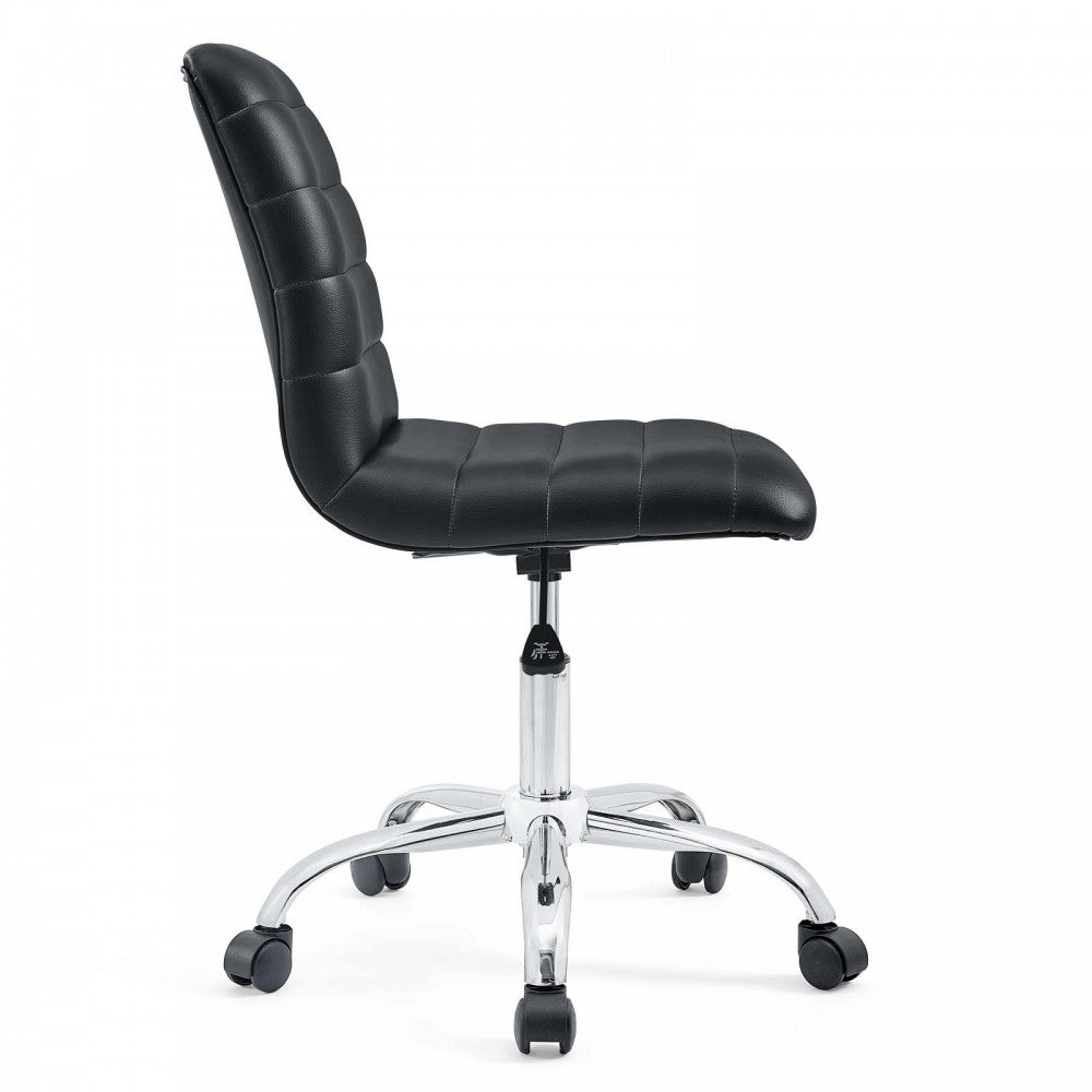 Ripple Armless Mid Back Vinyl Office Chair, Black