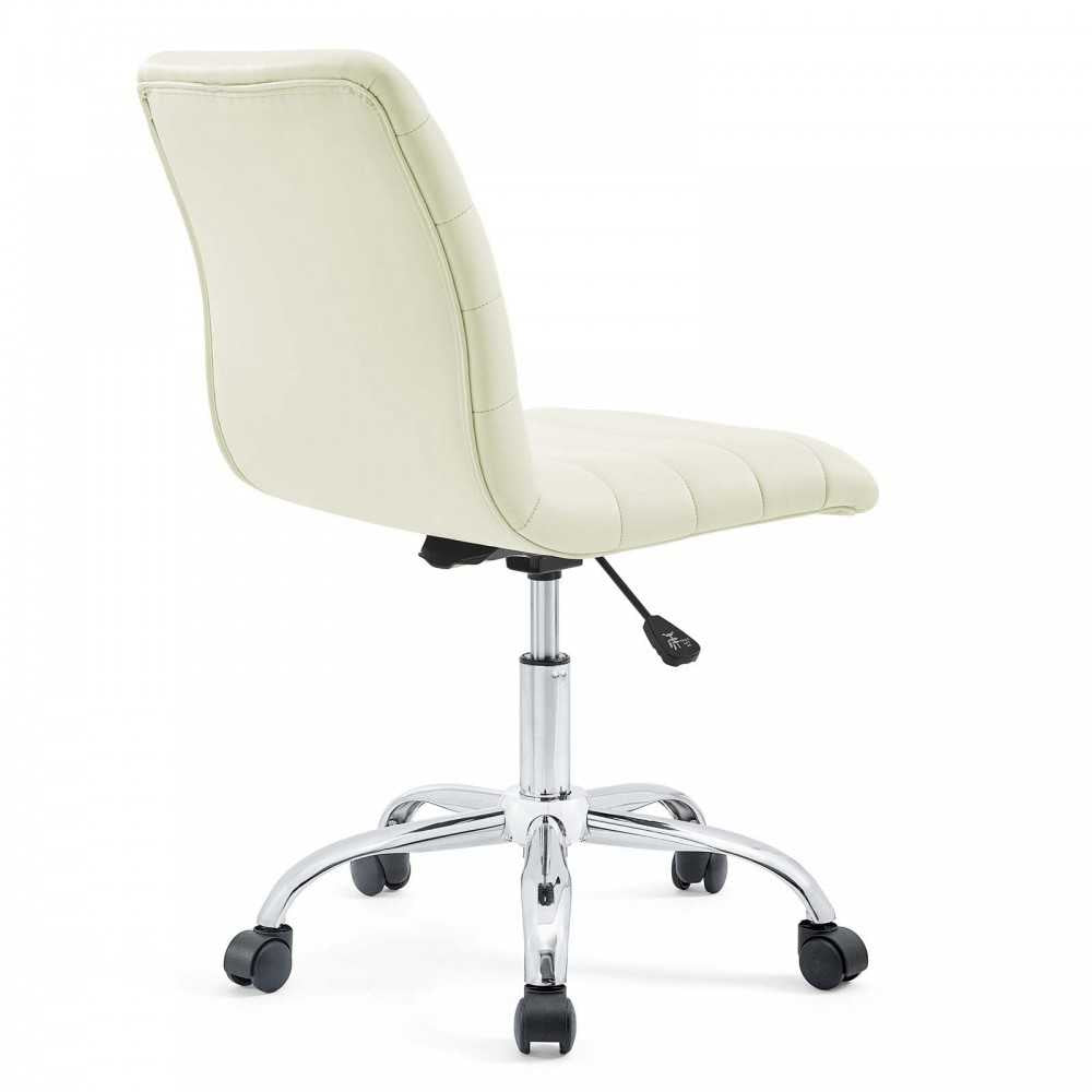 Ripple Armless Mid Back Vinyl Office Chair, White