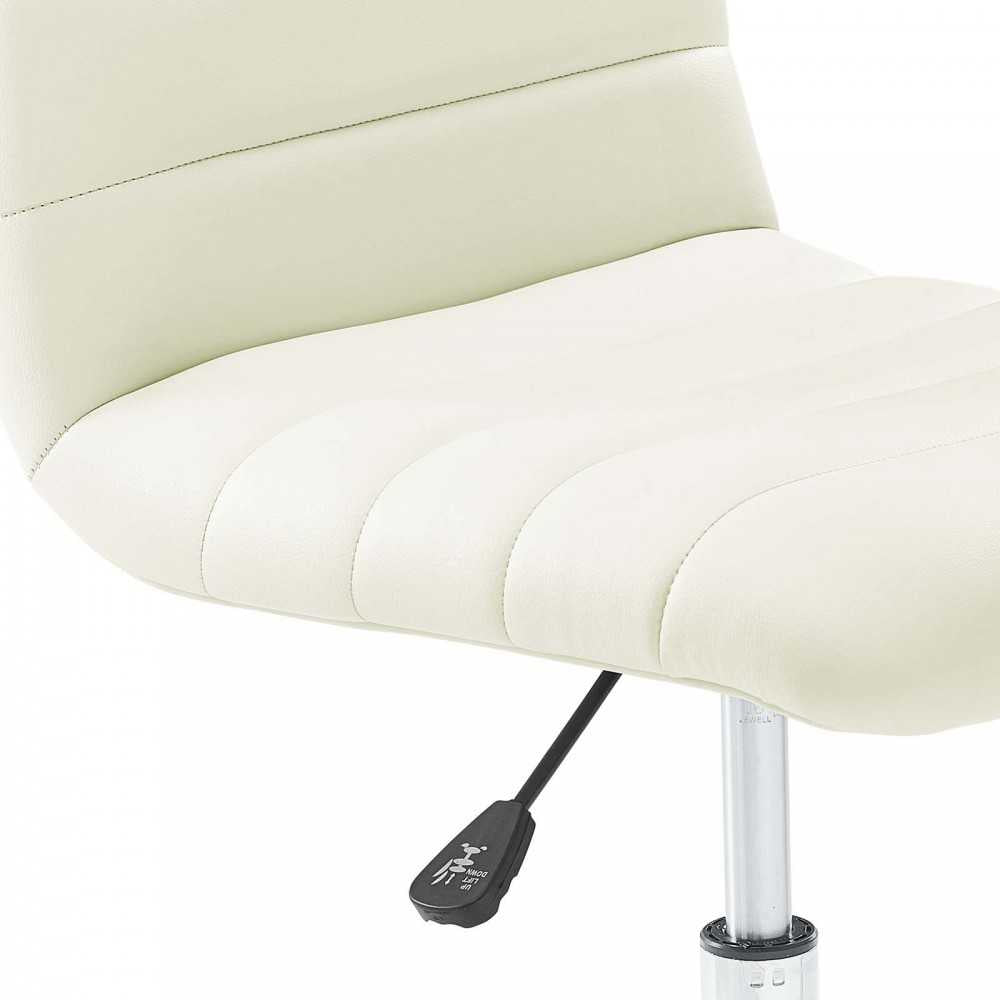 Ripple Armless Mid Back Vinyl Office Chair, White