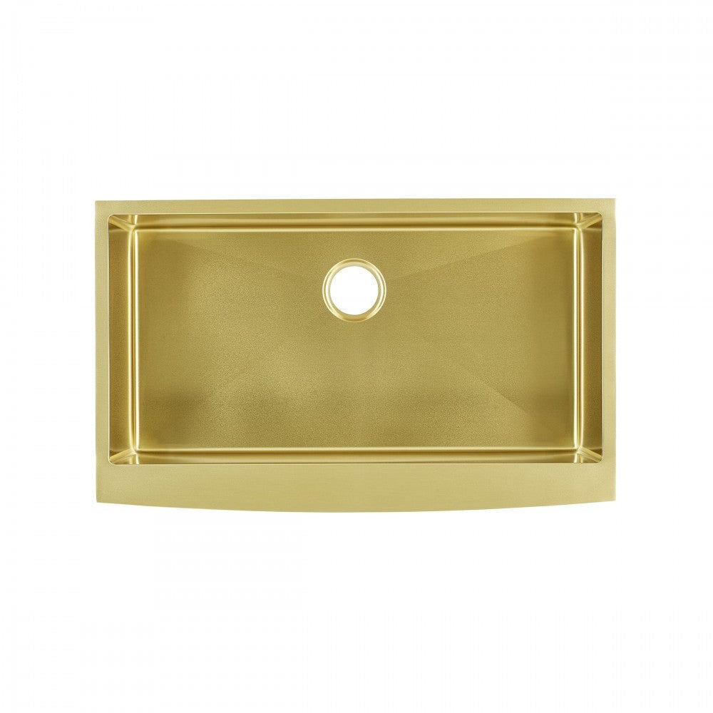 Rivage 33x21 Stainless Steel, Single Basin, Farmhouse Kitchen Sink, Apron, Gold