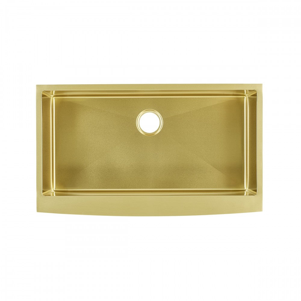 Rivage 36x21 Stainless Steel, Single Basin, Farmhouse Kitchen Sink, Apron, Gold