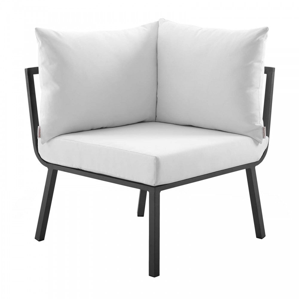 Riverside 2 Piece Outdoor Patio Aluminum Sectional Sofa Set, Gray White