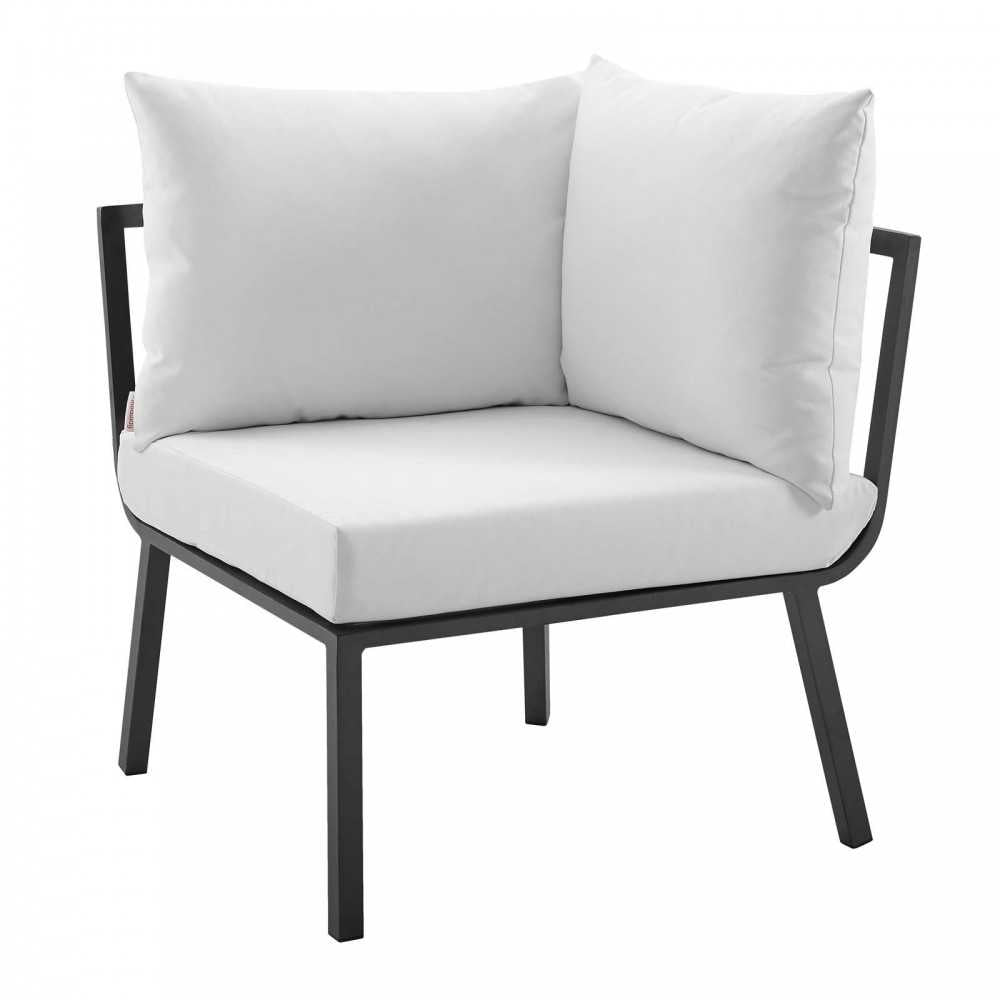 Riverside 2 Piece Outdoor Patio Aluminum Sectional Sofa Set, Gray White