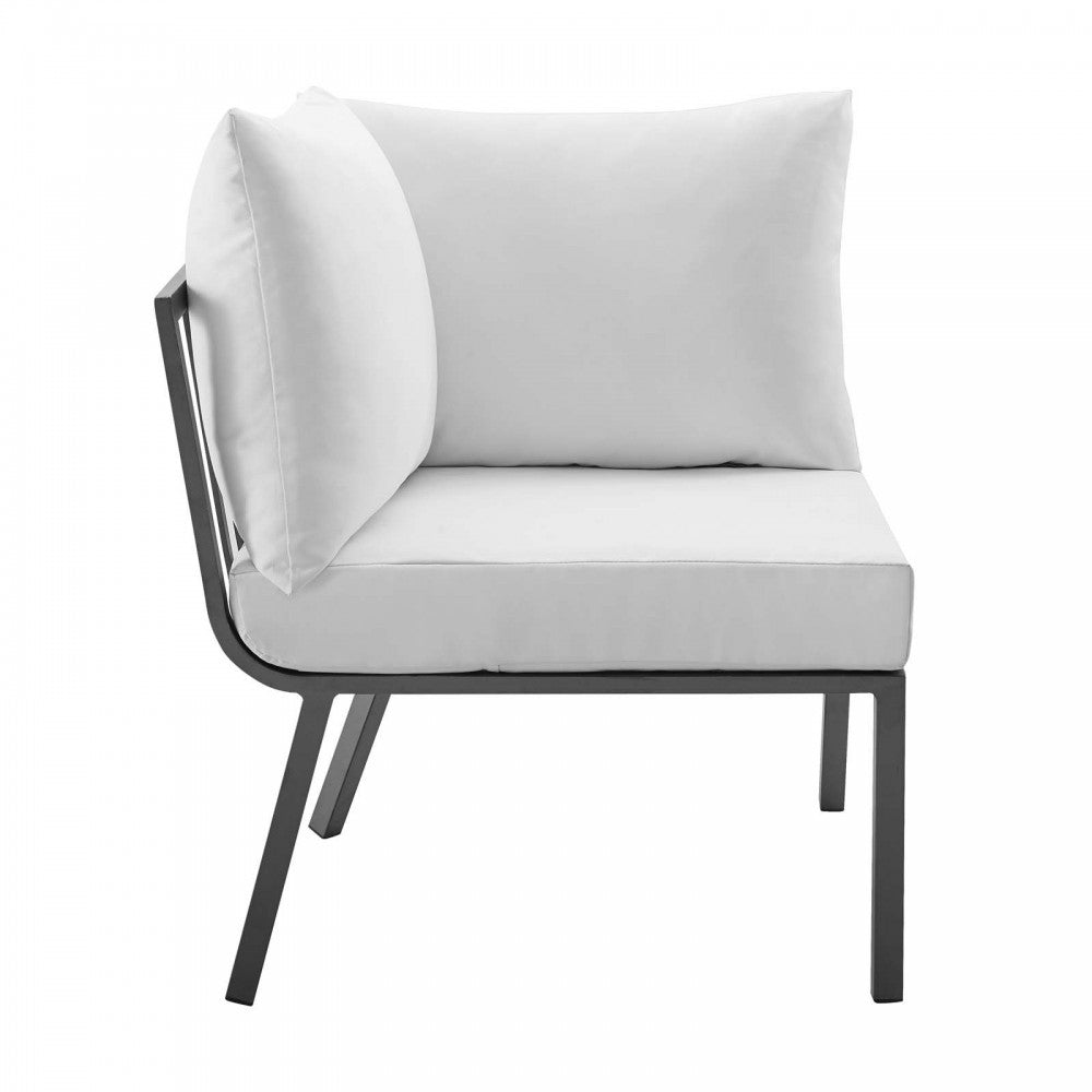 Riverside 2 Piece Outdoor Patio Aluminum Sectional Sofa Set, Gray White