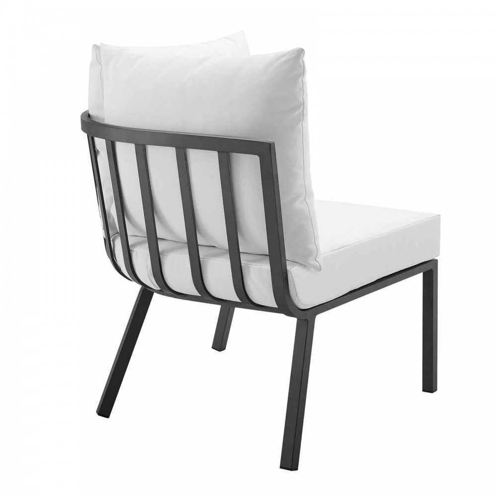 Riverside 2 Piece Outdoor Patio Aluminum Sectional Sofa Set, Gray White