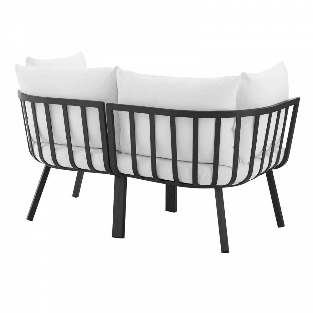 Riverside 2 Piece Outdoor Patio Aluminum Sectional Sofa Set, Gray White