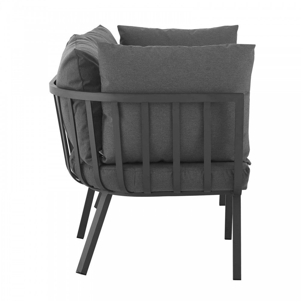 Riverside 2 Piece Outdoor Patio Aluminum Sectional Sofa Set, Gray Charcoal