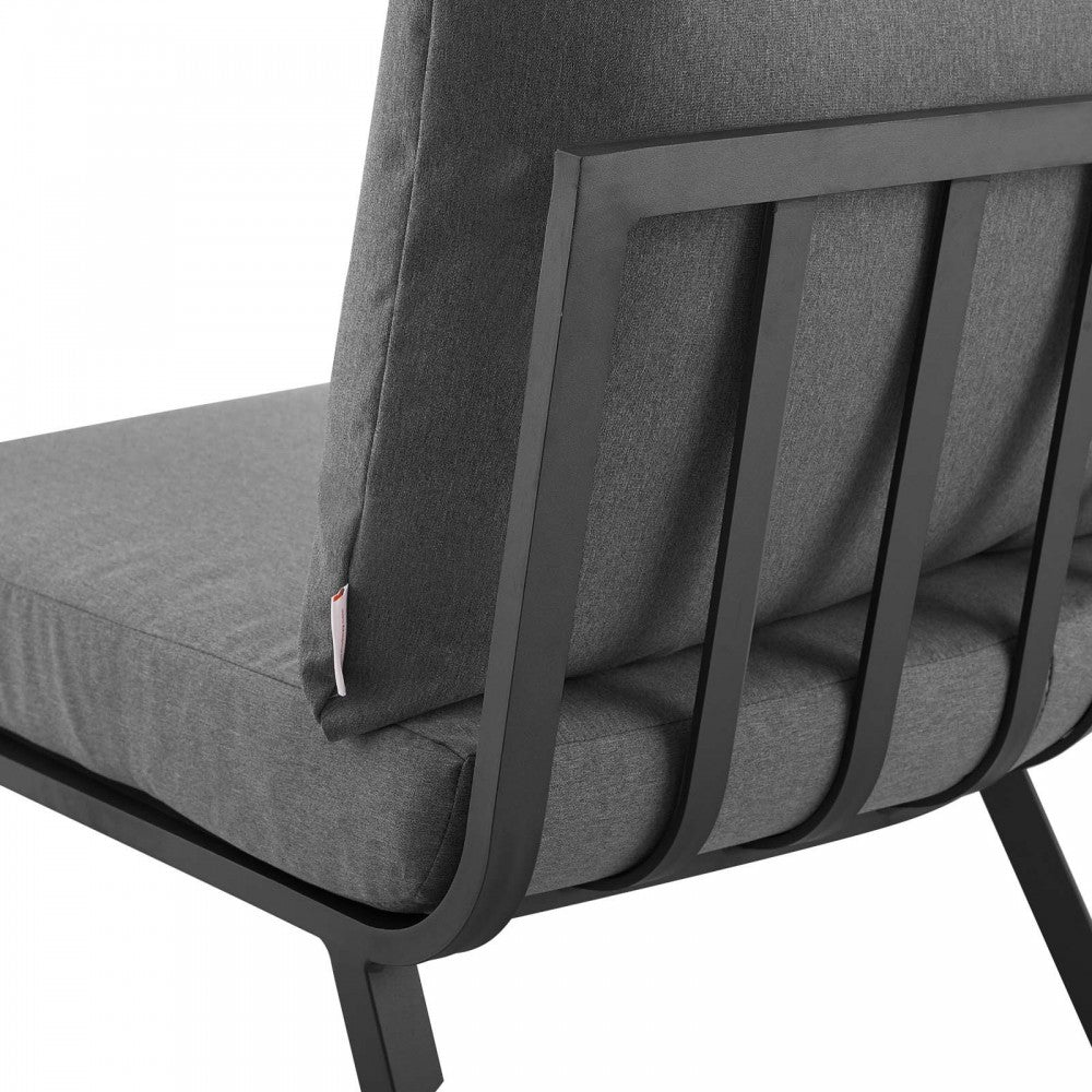 Riverside 2 Piece Outdoor Patio Aluminum Sectional Sofa Set, Gray Charcoal