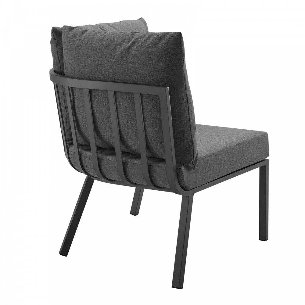 Riverside 2 Piece Outdoor Patio Aluminum Sectional Sofa Set, Gray Charcoal