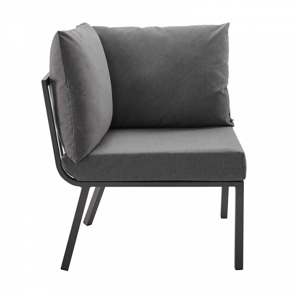 Riverside 2 Piece Outdoor Patio Aluminum Sectional Sofa Set, Gray Charcoal