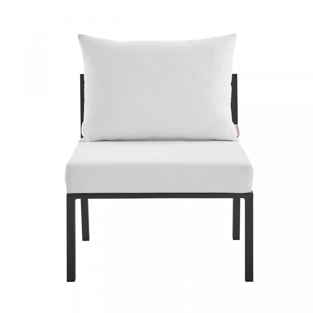 Riverside 3 Piece Outdoor Patio Aluminum Sectional Sofa Set, Gray White
