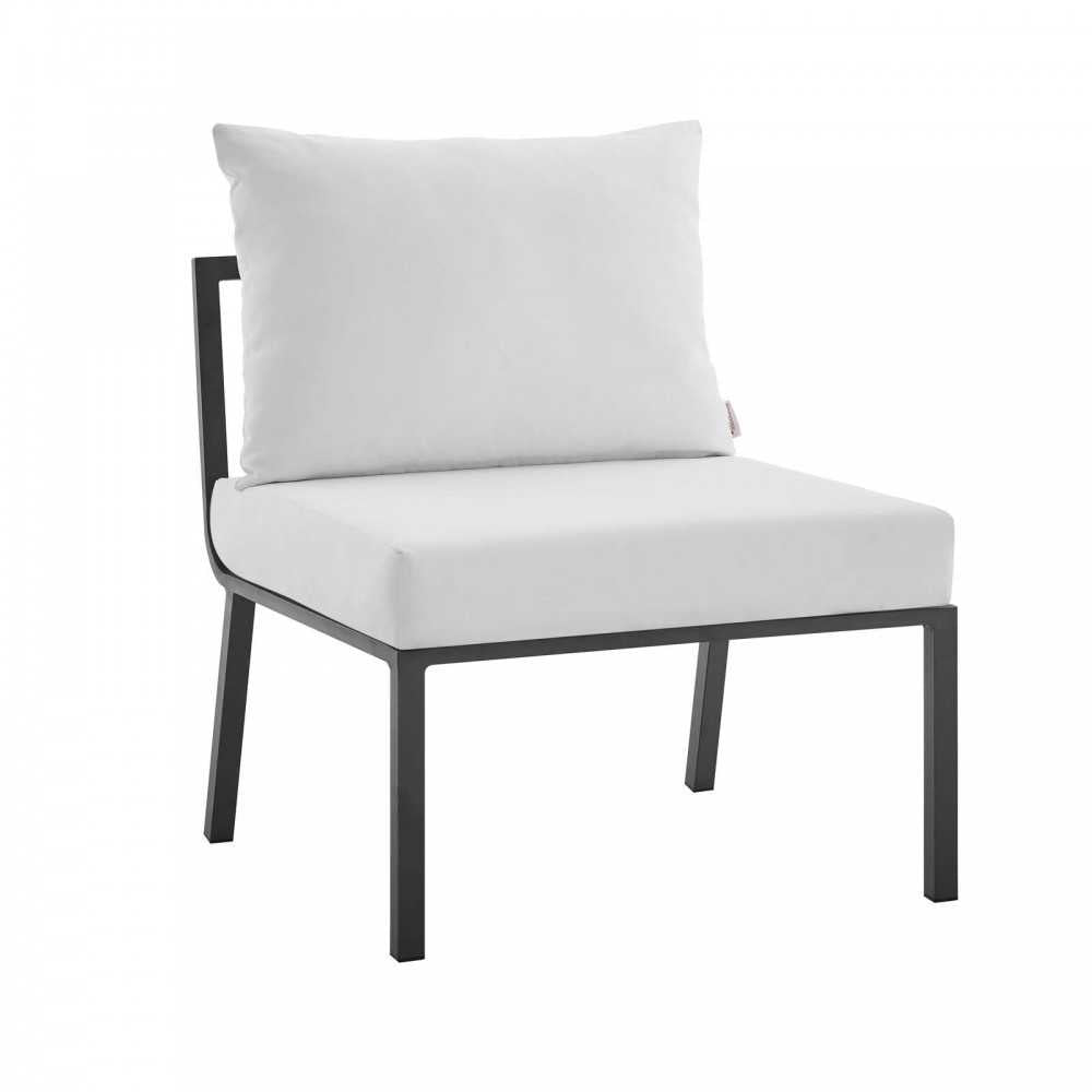 Riverside 3 Piece Outdoor Patio Aluminum Sectional Sofa Set, Gray White