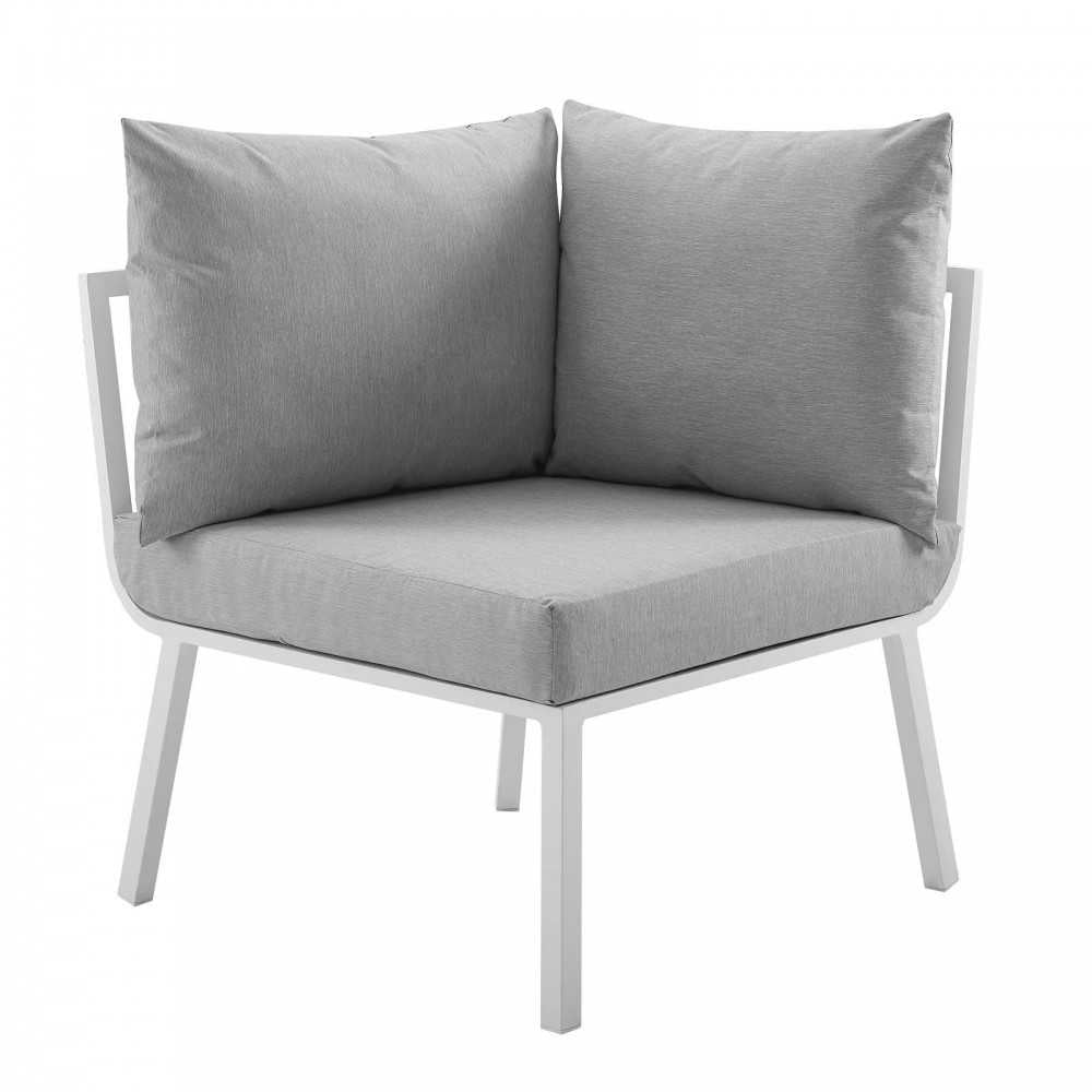 Riverside 4 Piece Outdoor Patio Aluminum Sectional, White Gray
