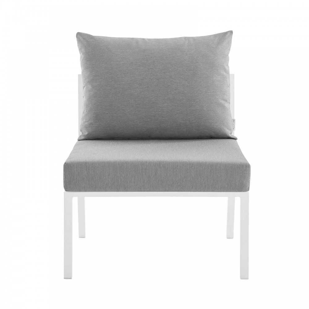 Riverside 4 Piece Outdoor Patio Aluminum Sectional, White Gray