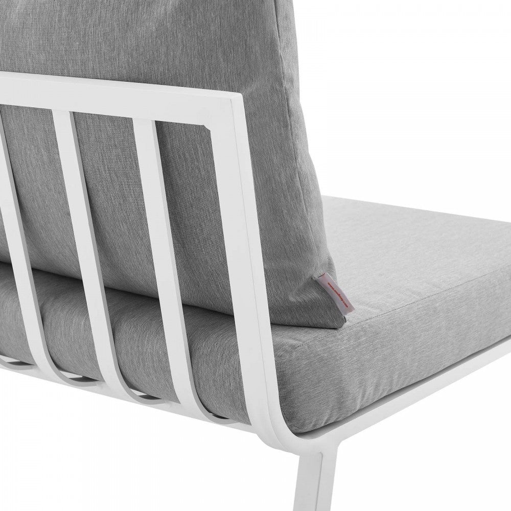 Riverside 4 Piece Outdoor Patio Aluminum Sectional, White Gray