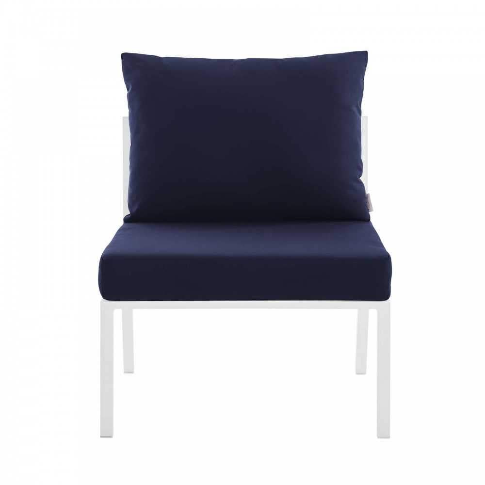 Riverside 4 Piece Outdoor Patio Aluminum Sectional, White Navy