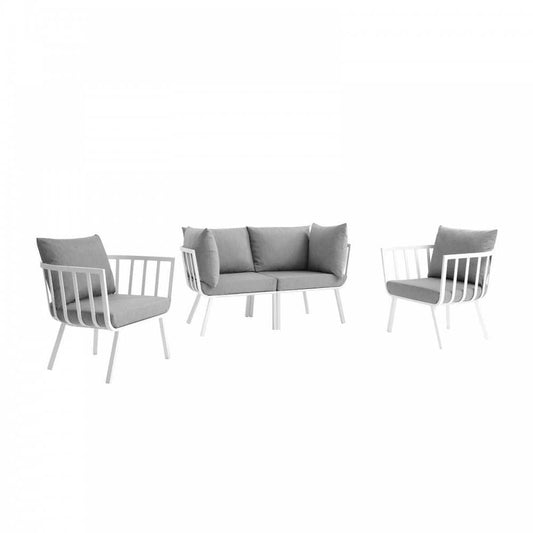 Riverside 4 Piece Outdoor Patio Aluminum Set, White Gray, EEI-3787-WHI-GRY