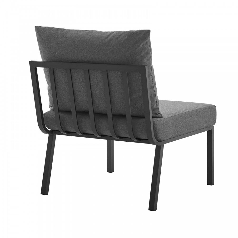 Riverside 5 Piece Outdoor Patio Aluminum Sectional, Gray Charcoal