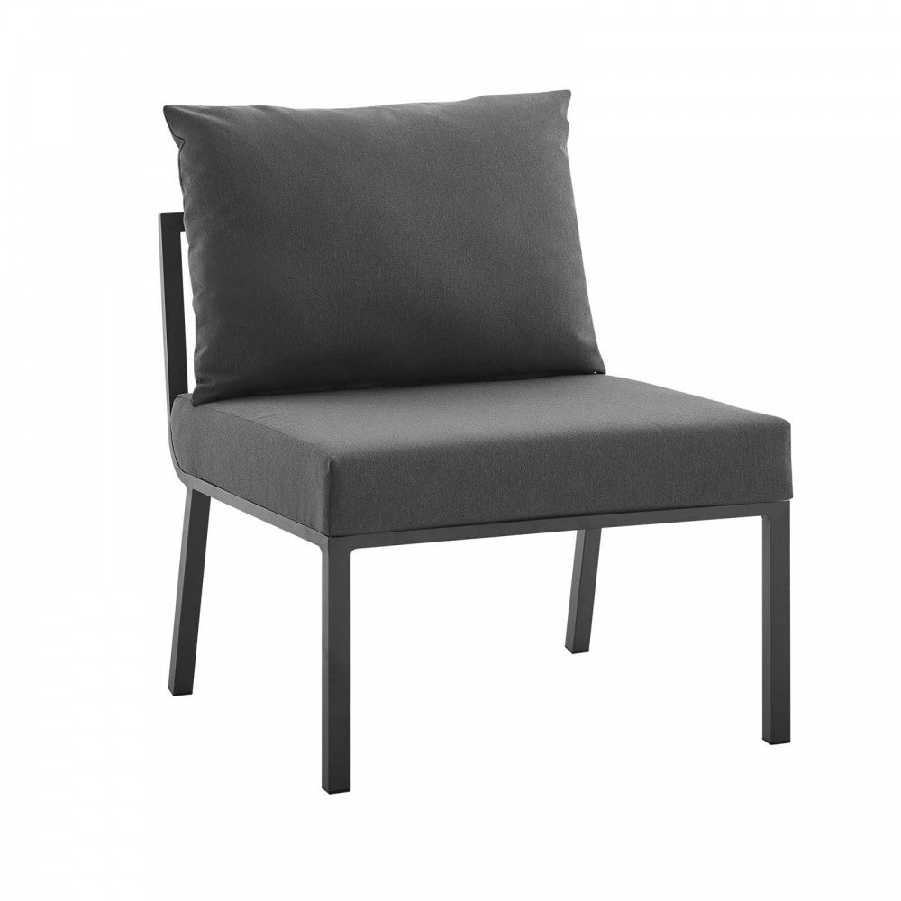 Riverside 5 Piece Outdoor Patio Aluminum Sectional, Gray Charcoal