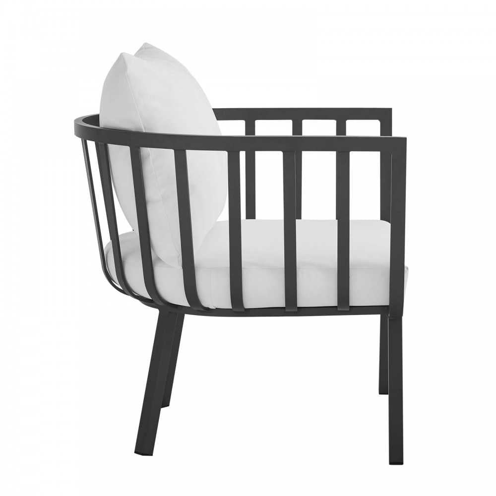 Riverside Outdoor Patio Aluminum Armchair Set of 2, Gray White