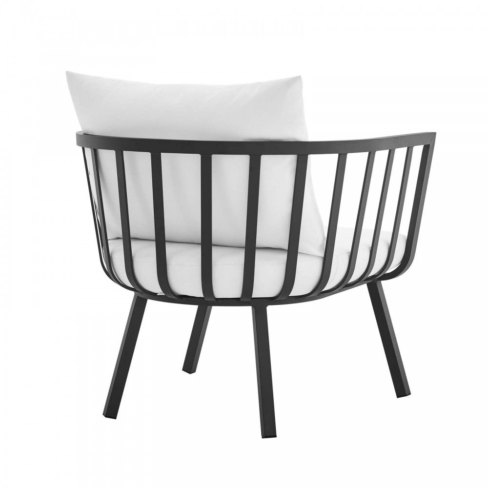 Riverside Outdoor Patio Aluminum Armchair Set of 2, Gray White