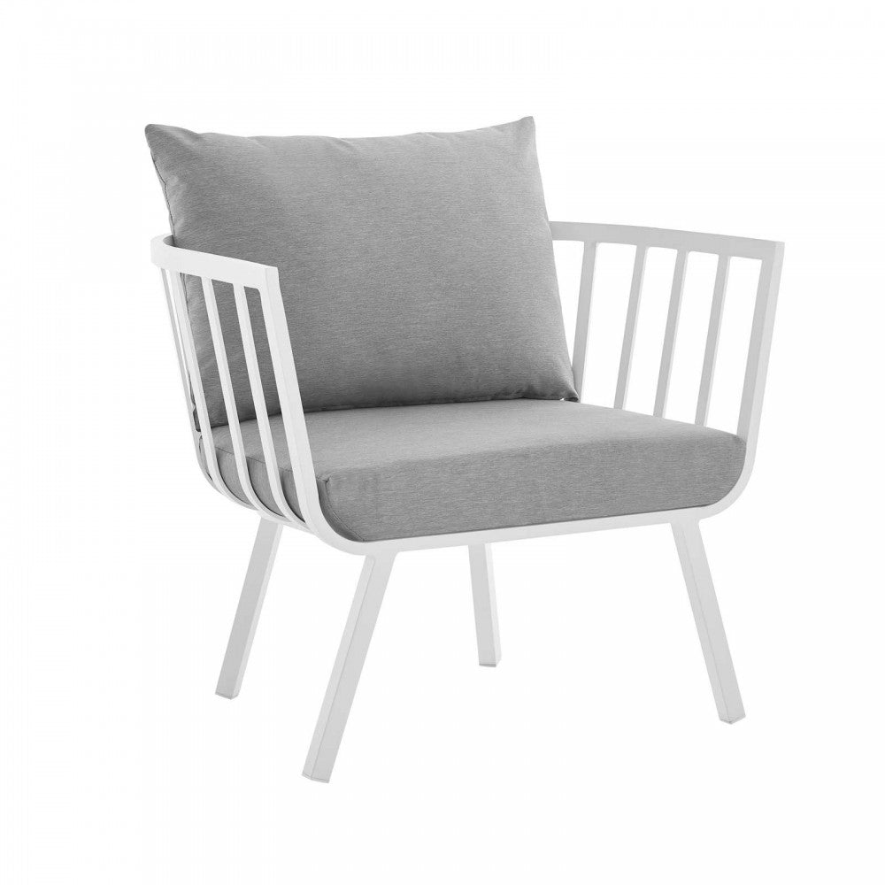 Riverside Outdoor Patio Aluminum Armchair Set of 2, White Gray
