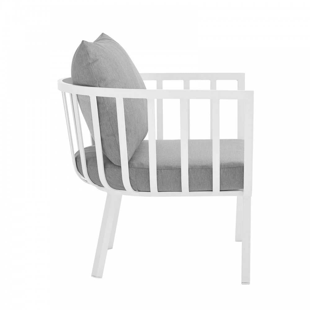 Riverside Outdoor Patio Aluminum Armchair Set of 2, White Gray