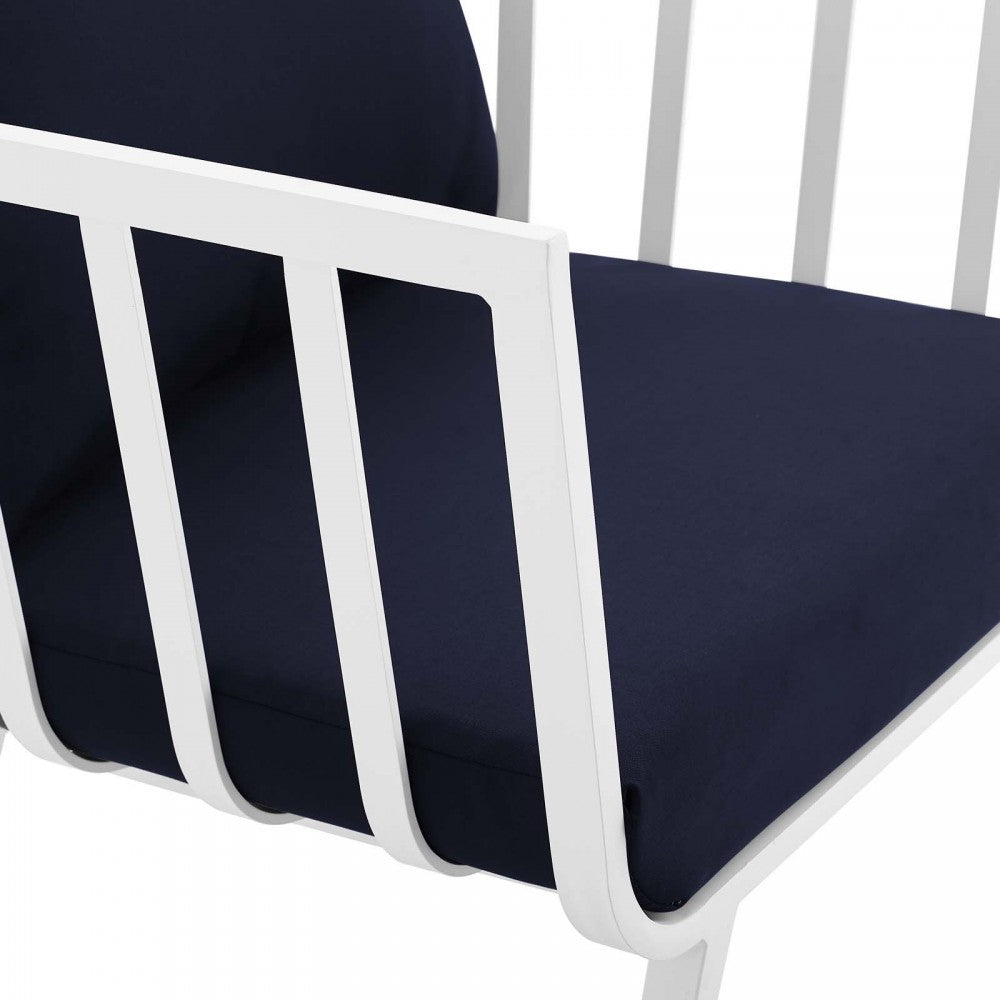 Riverside Outdoor Patio Aluminum Armchair Set of 2, White Navy