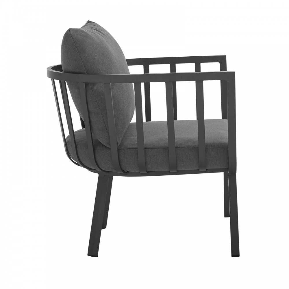 Riverside Outdoor Patio Aluminum Armchair Set of 2, Gray Charcoal