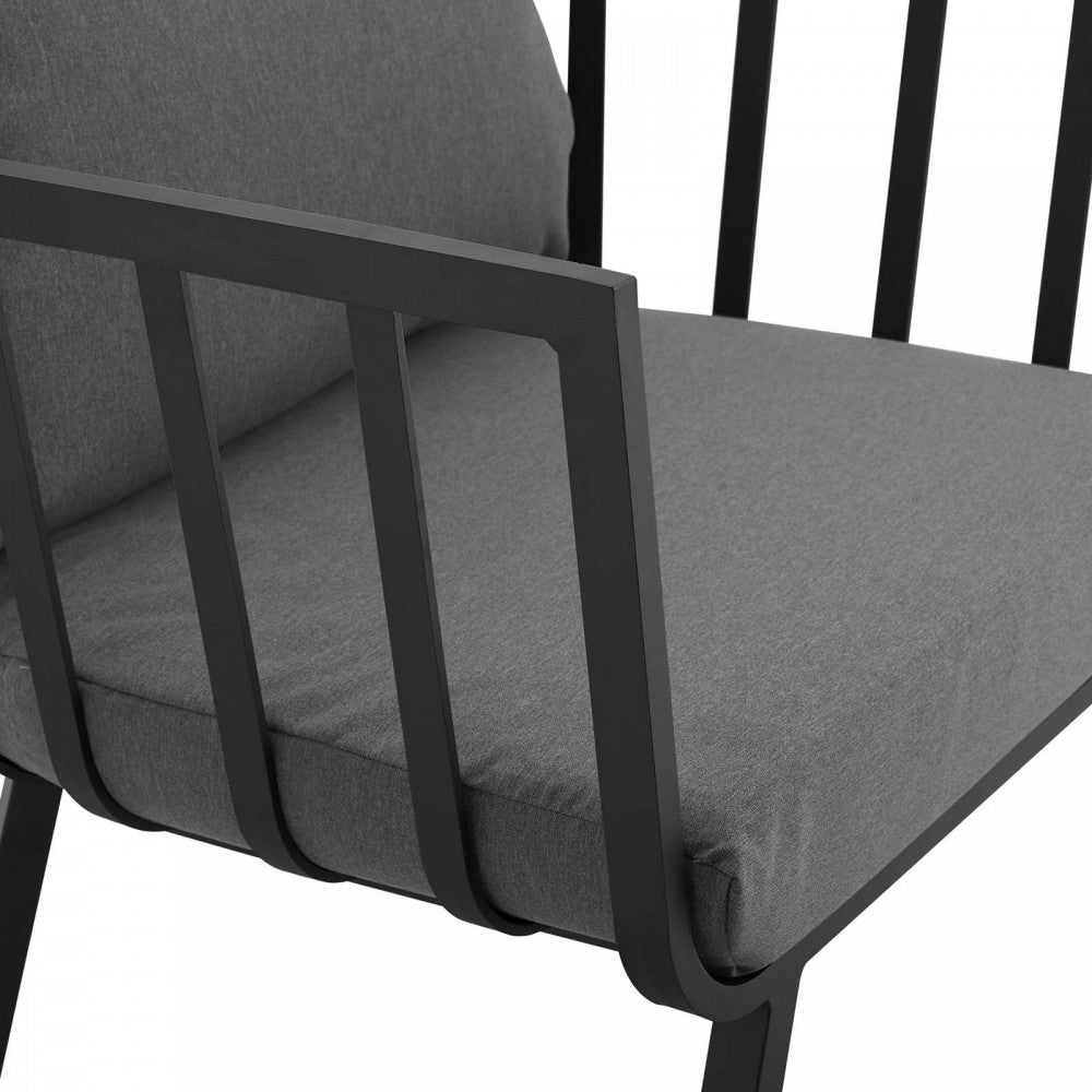Riverside Outdoor Patio Aluminum Armchair Set of 2, Gray Charcoal