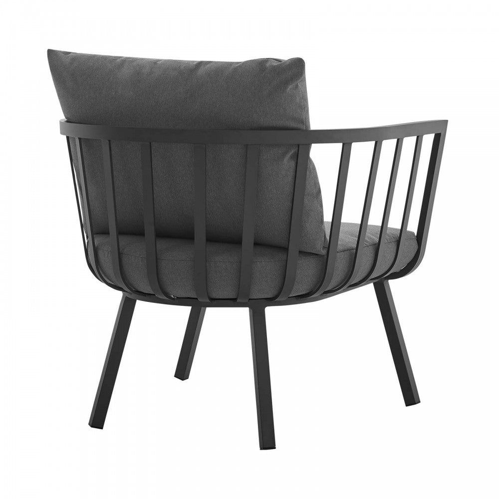 Riverside Outdoor Patio Aluminum Armchair Set of 2, Gray Charcoal