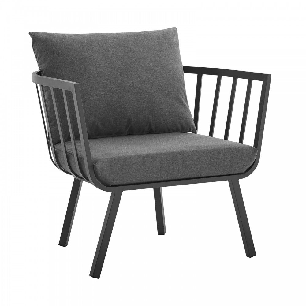Riverside Outdoor Patio Aluminum Armchair Set of 2, Gray Charcoal